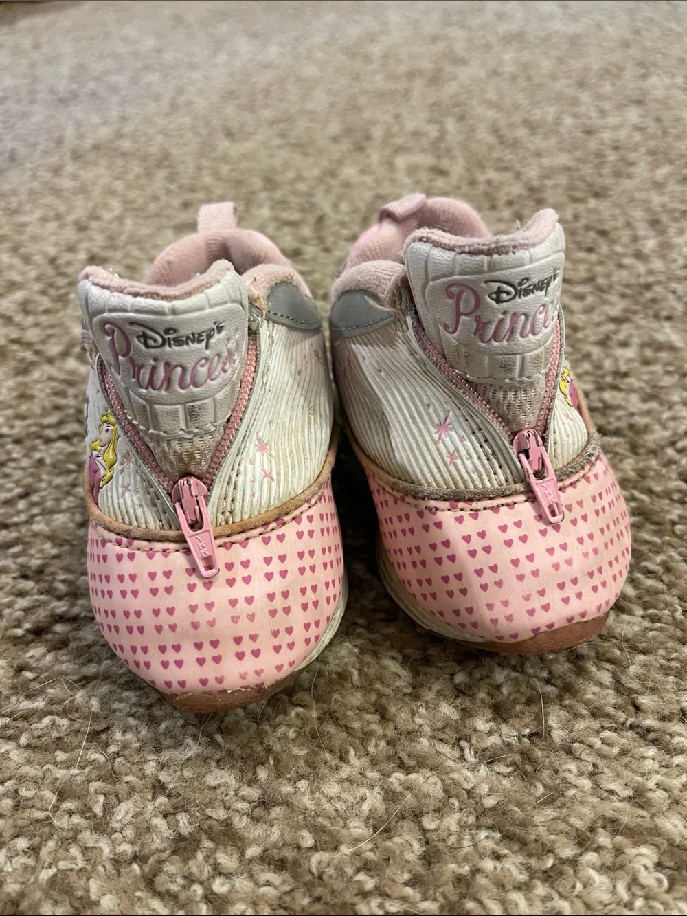 Vintage Y2K Disney Princess Toddler Zip Shoes Sneakers Size 4